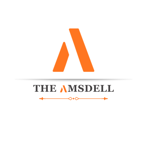 a logo with an orange m and a sword on a black background
